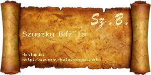 Szuszky Béla névjegykártya